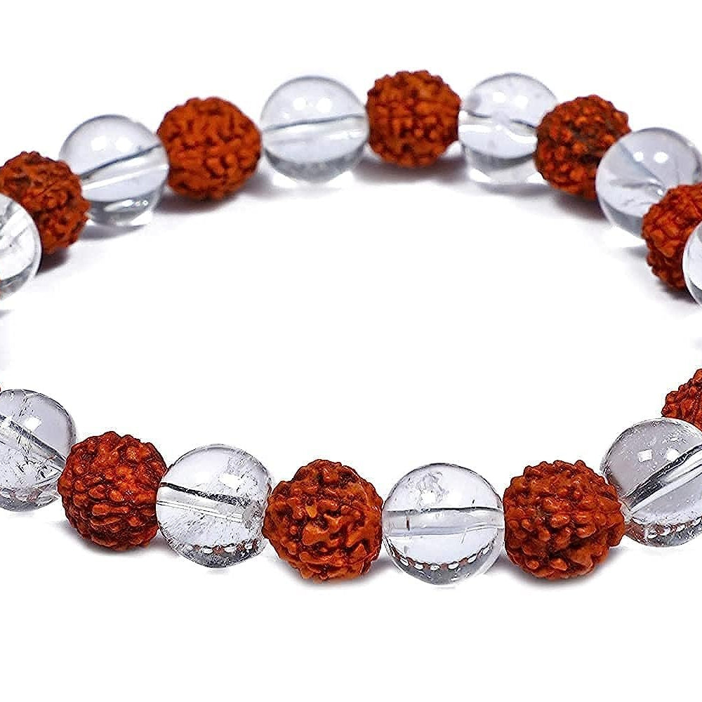 Clear Quartz With Rudraksha  Bracelet